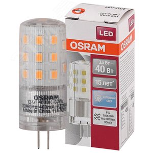 Лампа светодиодная LED 3,5Вт G4 12V STAR PIN40(замена 40Вт) белый, прозр. Osram 4058075369030 LEDVANCE