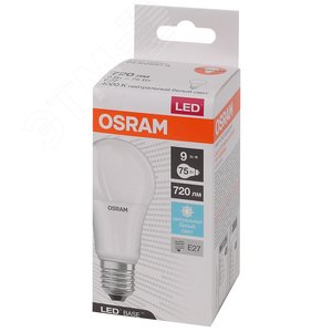 Лампа светодиодная LED Base Грушевидная 9 Вт (замена 75 Вт), 720Лм, 4000К, цоколь E27 OSRAM