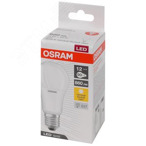 Лампа светодиодная LED Base Грушевидная 12 Вт (замена 90 Вт), 860Лм, 3000К, цоколь E27 OSRAM (4058075527683)