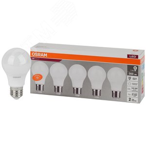 Лампа светодиодная LED 7 Вт E27 4000К 560Лм груша 220 В (замена 60Вт) OSRAM упаковка 5 шт