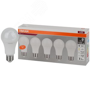 Лампа светодиодная LED 15 Вт E27 3000К 1200Лм груша 220 В (замена 125Вт) упак 5 шт OSRAM