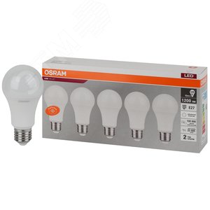 Лампа светодиодная LED 15 Вт E27 4000К 1200Лм груша 220 В (замена 125Вт) OSRAM паковка 5 штук