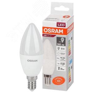 Лампа светодиодная LED 7 Вт E14 4000К 560Лм свеча 220 В (замена 60Вт) OSRAM