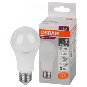 Лампа светодиодная LED 12 Вт E27 3000К 960Лм груша 220 В (замена 100Вт) OSRAM