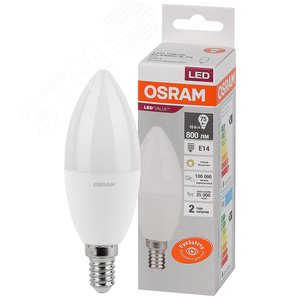 Лампа светодиодная LED 10 Вт E14 3000К 800Лм свеча 220 В (замена 75Вт) OSRAM