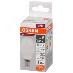 Лампа светодиодная LED 10 Вт E14 4000К 800Лм шарик 220 В (замена 75Вт) OSRAM 4058075579743 LEDVANCE - 4