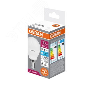 Лампа светодиодная LED 10 Вт E14 6500К 800Лм шарик 220 В (замена 75Вт) OSRAM 4058075579774 LEDVANCE - 4