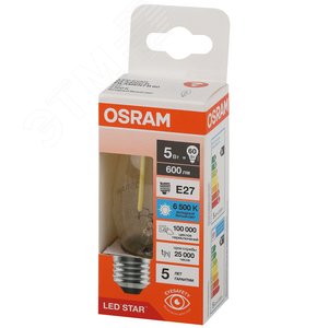 Лампа светодиодная филаментная LED Star Свеча 5Вт (замена 60Вт), 600Лм, 6500К, цоколь E27 OSRAM 4058075688070 LEDVANCE - 4