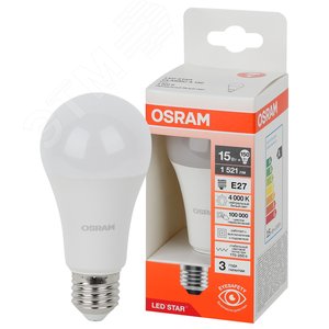 Лампа светодиодная LED Star Грушевидная 15Вт (замена 150Вт), 1521Лм, 4000К, цоколь E27 OSRAM