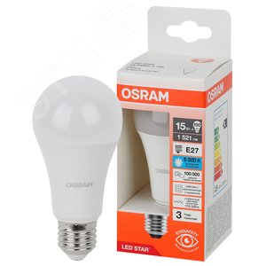 Лампа светодиодная LED Star Грушевидная 15Вт (замена 150Вт), 1521Лм, 6500К, цоколь E27 OSRAM