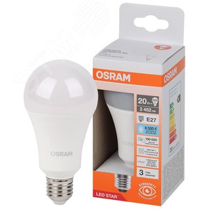 Лампа светодиодная LED Star Грушевидная 20Вт (замена 250Вт), 2452Лм, 6500К, цоколь E27 OSRAM