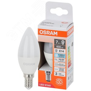 Лампа светодиодная LED Star Свеча 7Вт (замена 60Вт), 600Лм, 6500К, цоколь E14 OSRAM