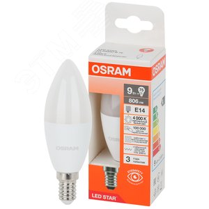 Лампа светодиодная LED Star Свеча 9Вт (замена 75Вт), 806Лм, 4000К, цоколь E14 OSRAM