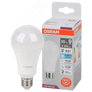Лампа светодиодная LED Value Грушевидная 30Вт (замена 300Вт), 2400Лм, 6500К, цоколь E27 OSRAM - фото 1