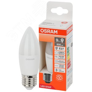 Лампа светодиодная LED Star Свеча 9Вт (замена 75Вт), 806Лм, 4000К, цоколь E27 OSRAM