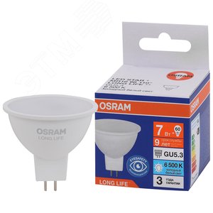 Лампа светодиодная LED 7Вт GU5.3 6500К 560Лм спот 220В (замена 60Вт) OSRAM