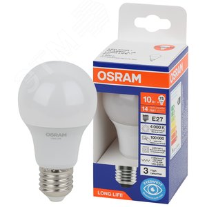 Лампа светодиодная LED 10Вт Е27 4000К 806Лм груша 220В (замена 75Вт) OSRAM