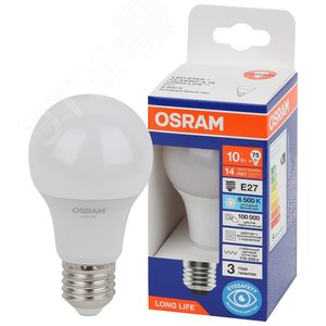 Лампа светодиодная LED 10Вт Е27 6500К 806Лм груша 220В (замена 75Вт) OSRAM