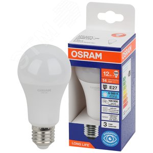 Лампа светодиодная LED 12Вт Е27 6500К 1055Лм груша 220В (замена 100Вт) OSRAM 4099854186127 LEDVANCE