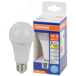 Лампа светодиодная LED 15Вт Е27 2700К 1521Лм груша 220В (замена 150Вт) OSRAM 4099854186158 LEDVANCE