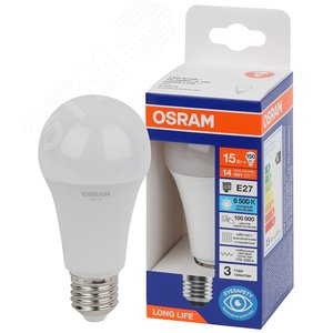 Лампа светодиодная LED 15Вт Е27 6500К 1521Лм груша 220В (замена 150Вт) OSRAM 4099854186219 LEDVANCE