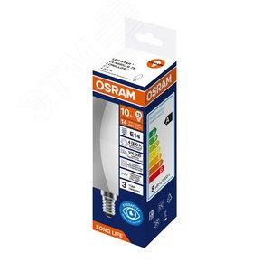 Изображение товара Лампа светодиодная свеча 10Вт 806Лм 4000К Е14 170-250В OSRAM LONG LIFE (шт)