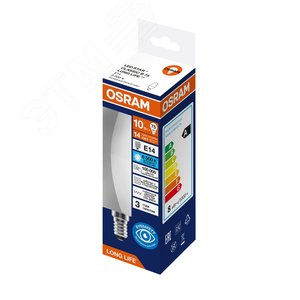Изображение товара Лампа светодиодная свеча 10Вт 806Лм 6500К Е14 170-250В OSRAM LONG LIFE (шт)