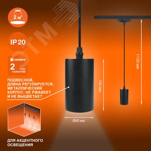Светильник трековый ECO PENDTRACKSP 1PHGU10 BKRD 36X1RULEDV - фото 7