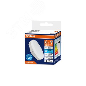 Изображение товара Лампа светодиодная 8Вт 800Лм 6500К GX53 170-250В OSRAM LONG LIFE (шт)