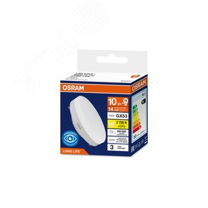 Изображение товара Лампа светодиодная 10Вт 1000Лм 2700К GX53 170-250В OSRAM LONG LIFE (шт)