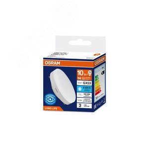 Изображение товара Лампа светодиодная 10Вт 1000Лм 6500К GX53 170-250В OSRAM LONG LIFE (шт)