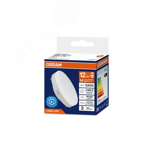 Изображение товара Лампа светодиодная 12Вт 1200Лм 4000К GX53 170-250В OSRAM LONG LIFE (шт)
