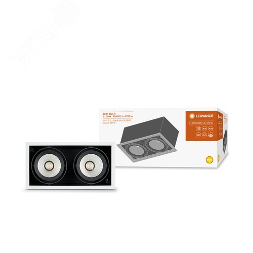 Светильник светодиодный карданный 2х30Вт 3000К 2х2700Лм черно-белый - фото 4