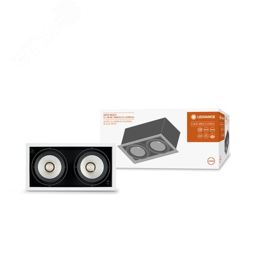 Светильник светодиодный карданный 2х30Вт 4000К 2х2700Лм черно-белый - фото 4