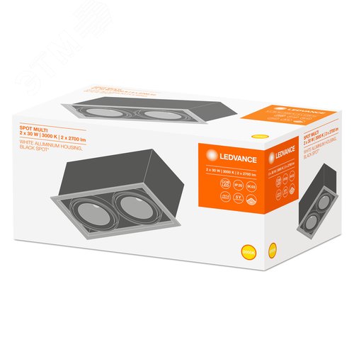 Светильник светодиодный карданный 2х30Вт 3000К 2х2700Лм черно-белый - фото 3