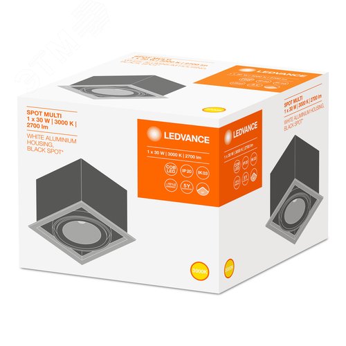 Светильник светодиодный карданный 1х30Вт 3000К 2700Лм черно-белый - фото 3