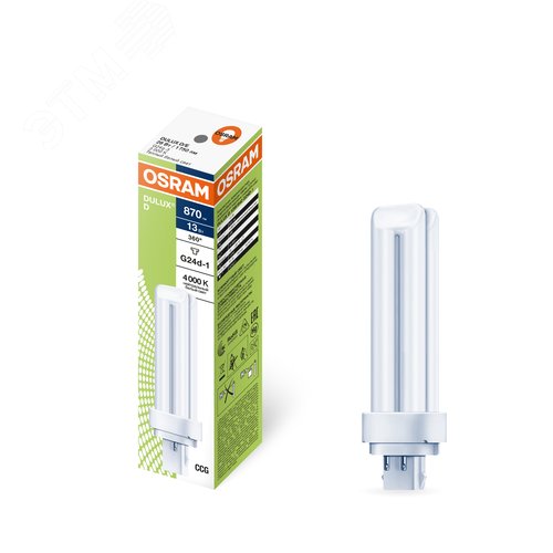 Лампа энергосберегающая КЛЛ 13Вт Dulux D 13/840 2p G24d-1 Osram - фото 2