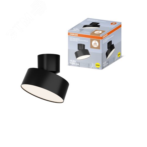 Накладной декоративный светильник OSRAM ДПО 16Вт 3000К 1100Лм IP20 черный - фото 2