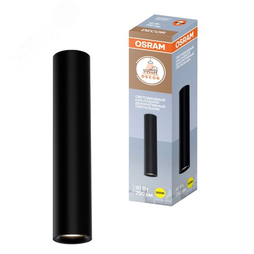 Накладной декоративный светильник OSRAM TUBE ДПО 10Вт 3000К 700Лм IP2 черный - фото 2