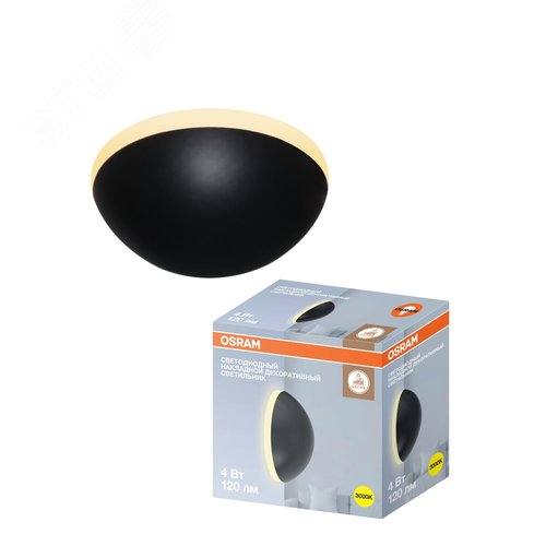 Настенно-потолочный светильник OSRAM ДПО 4Вт 3000К 120Лм IP20 с подсветкой  черный - фото 2