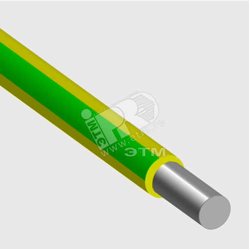 Провод силовой  АПуВ 1х2.5 желто-зеленый  Электрокабель Кольчугино Холдинг Кабельный Альянс (ХКА) - превью 2