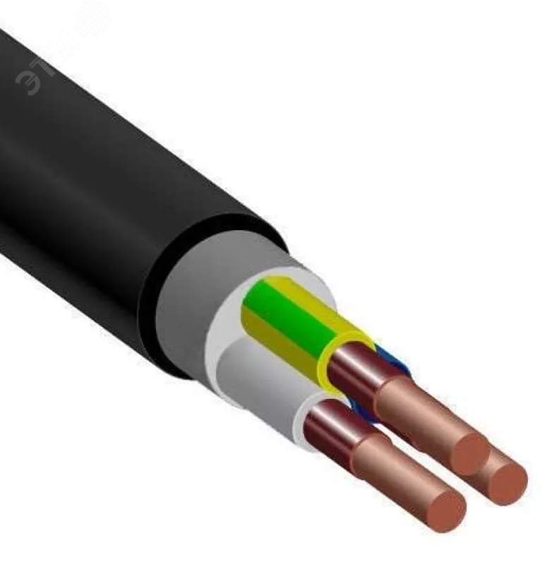 Кабель силовой ВВГнг(А)-FRLS 3х2.5 (N,PE)-0.660 однопроволочный Электрокабель Кольчугино Холдинг Кабельный Альянс (ХКА)