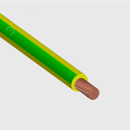ПроводсиловойПУГВнг(А)-LS1х0.75(PE)желто-зеленыймногопроволочный100м