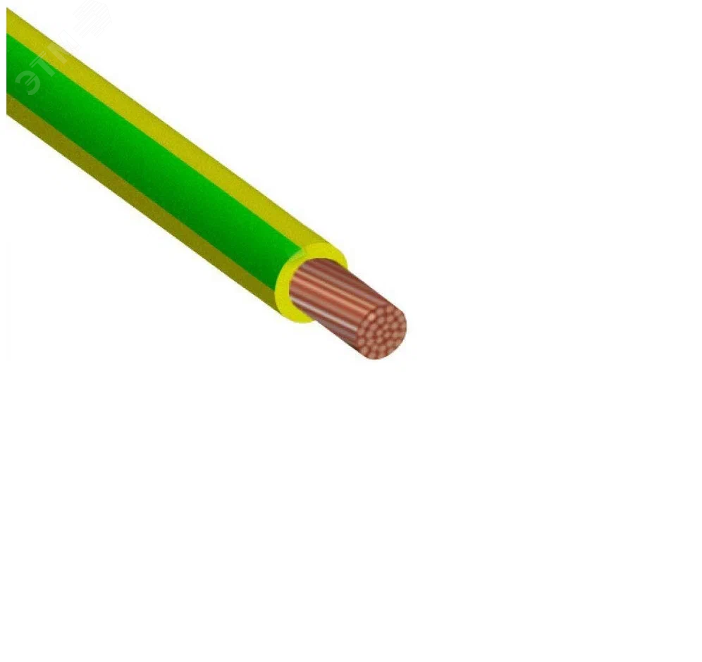 Провод силовой ПУГВ 1х0.75 желто-зеленый (100м) многопроволочный  Электрокабель Кольчугино Холдинг Кабельный Альянс (ХКА) - превью 2