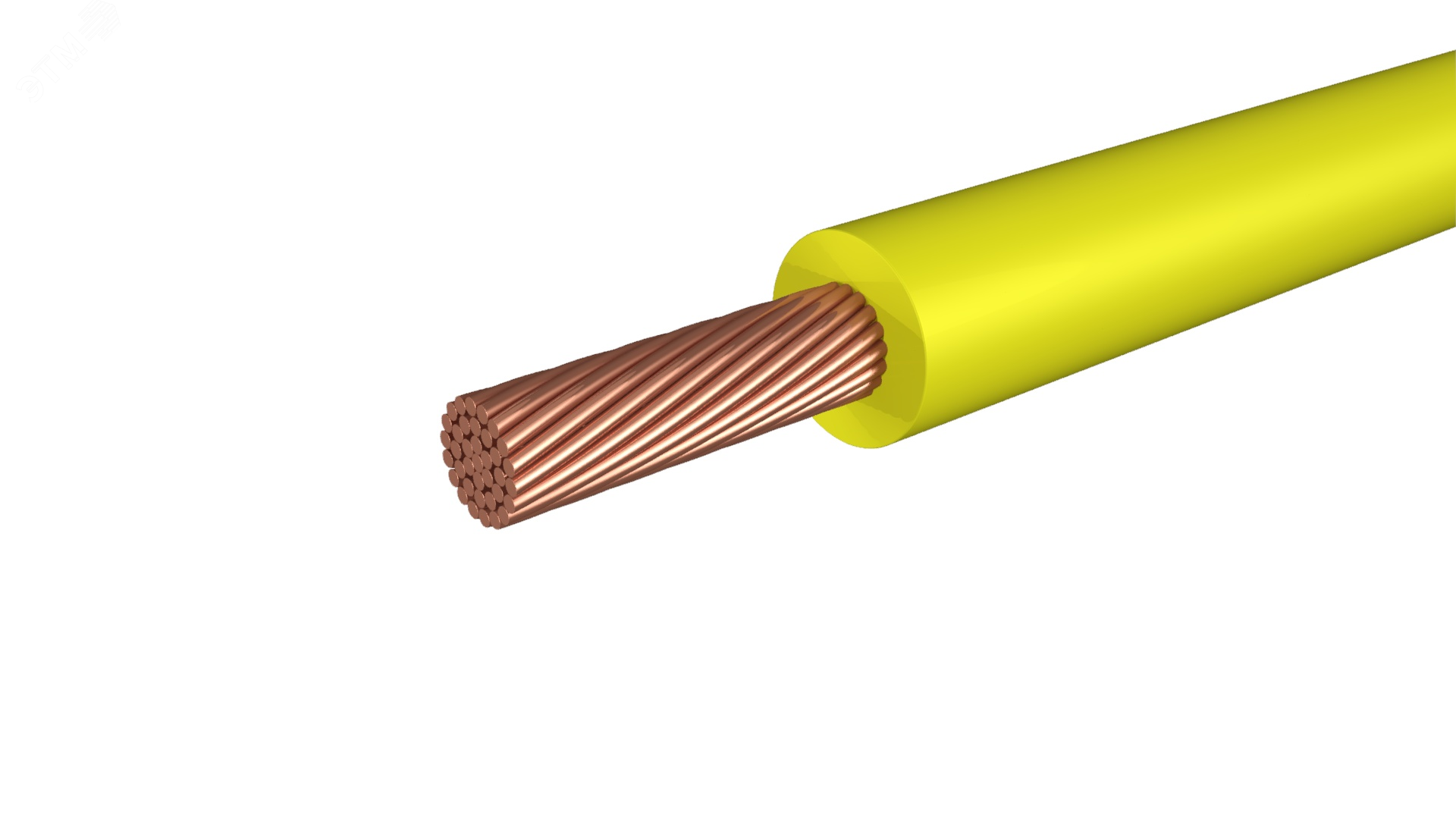 Провод силовой ПУГВ 1х2.5 желтый многопроволочный (100м)  Электрокабель Кольчугино Холдинг Кабельный Альянс (ХКА) - превью 2