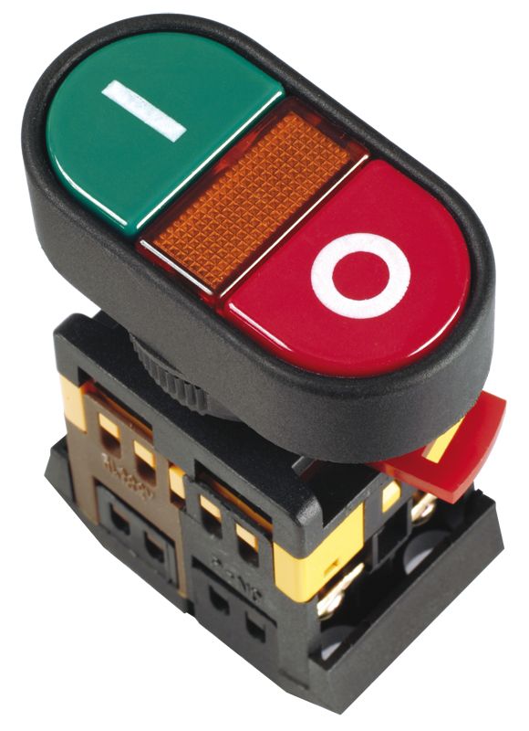 Кнопка APВВ-22N ''I-O'' d22мм неон/240В NO+NC