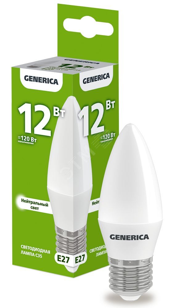 Изображение товара Лампа светодиодная C35 свеча 12Вт 230В 4000К E27 (шт) Изображение товара Лампа светодиодная C35 свеча 12Вт 230В 4000К E27 (шт)