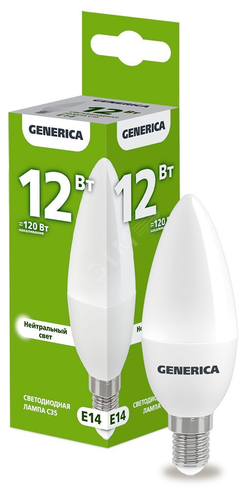 Изображение товара Лампа светодиодная C35 свеча 12Вт 230В 4000К E14 (шт) Изображение товара Лампа светодиодная C35 свеча 12Вт 230В 4000К E14 (шт)