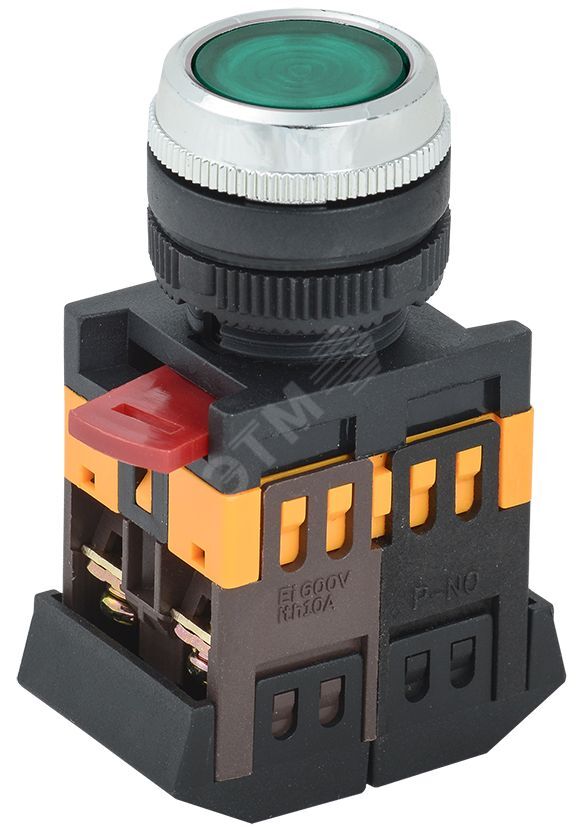 Изображение товара Кнопка ABLFS-22 зеленый d22мм неон/240В NO+NC (шт)