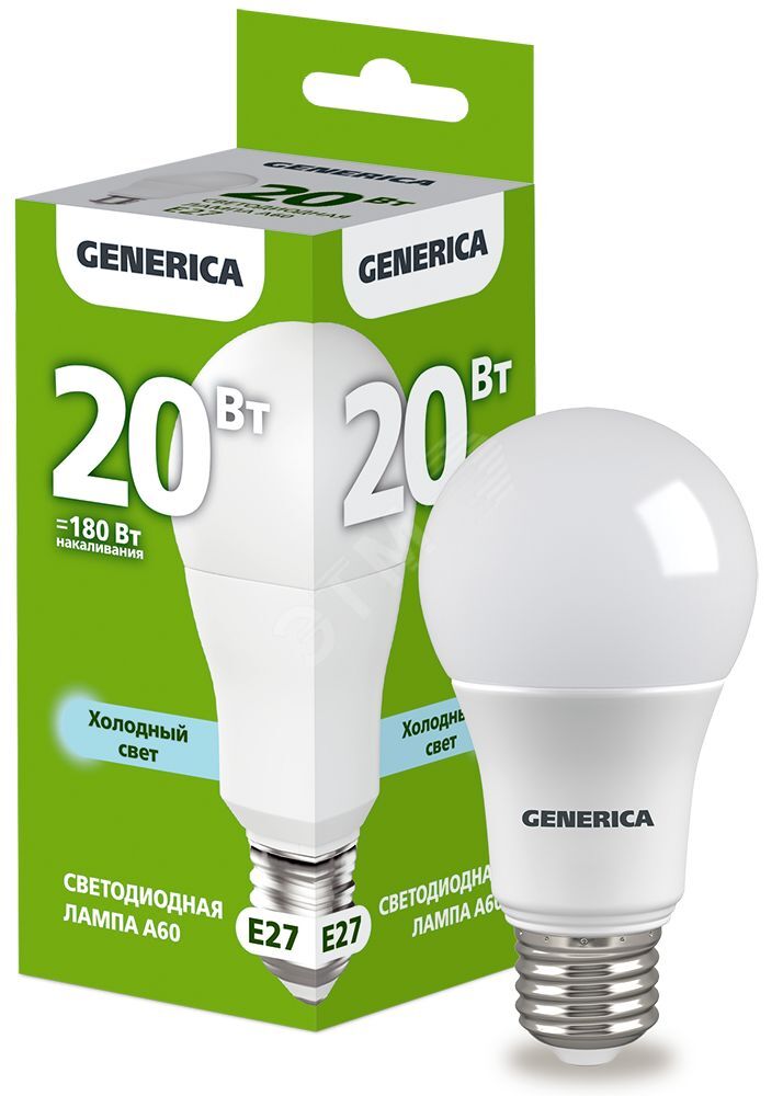 Изображение товара Лампа светодиодная A60 груша 20Вт 230В 6500К E27 (шт) Изображение товара Лампа светодиодная A60 груша 20Вт 230В 6500К E27 (шт)